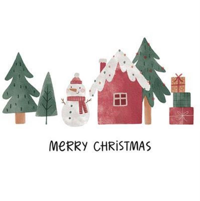 Luncheon Napkin: Landscape Snowman