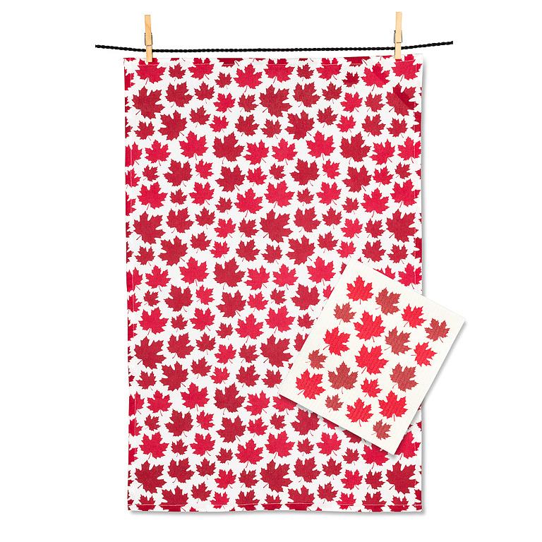 Maple Leaf Dishcloth & Kitchen Towel Set