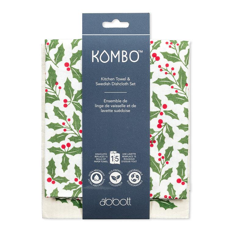 Holly Dishcloth and Kitchen Towel Set