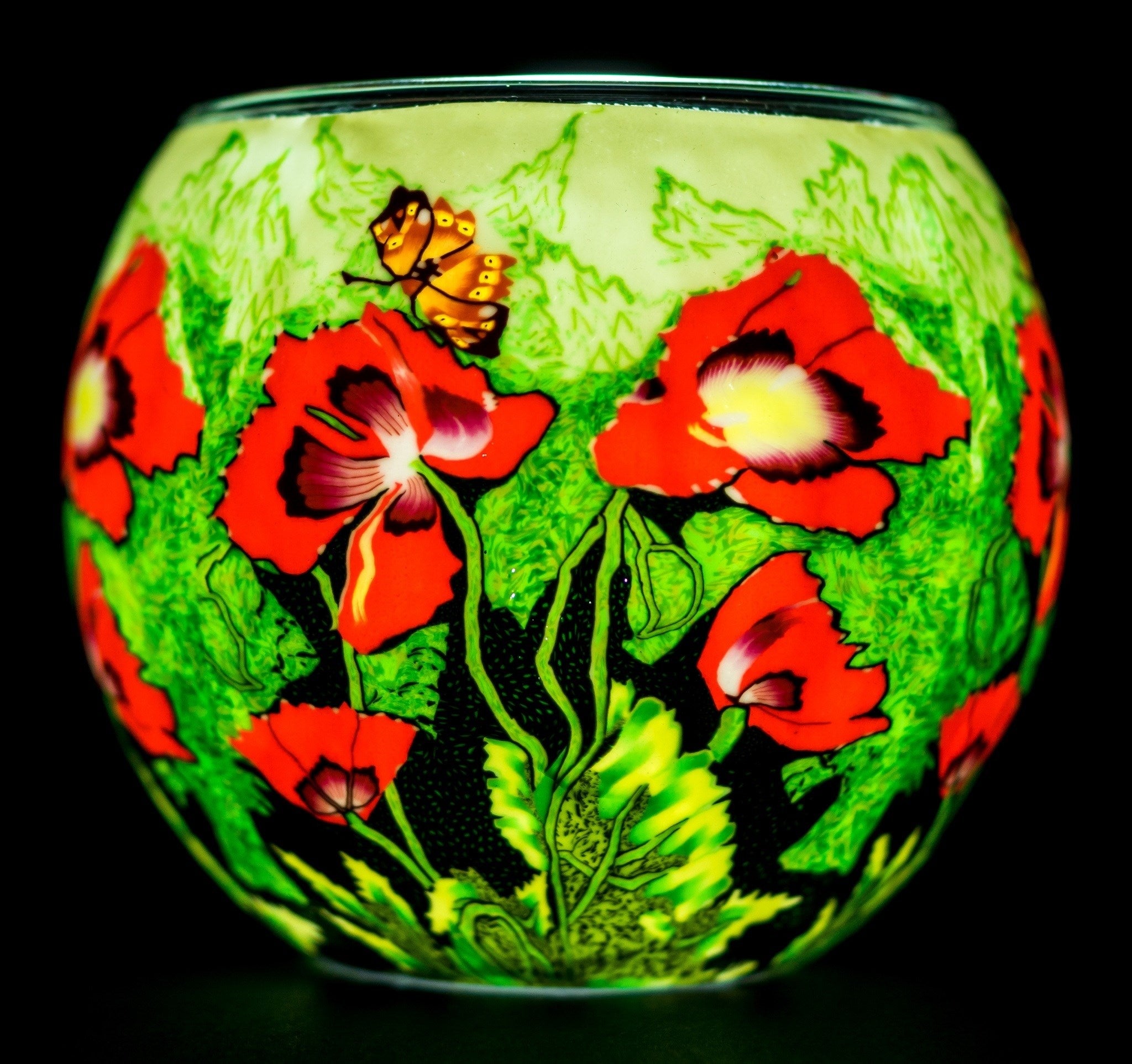 Claymaster Light Glass Globe-Butterfly Landing