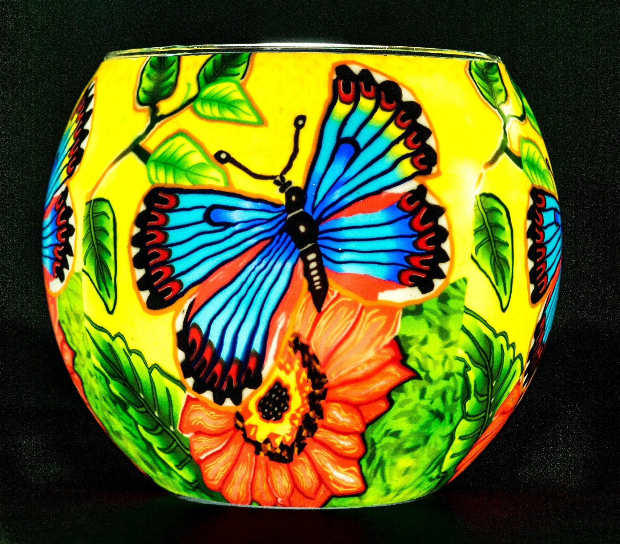 Claymaster Light Glass Globe-Butterfly Beauty