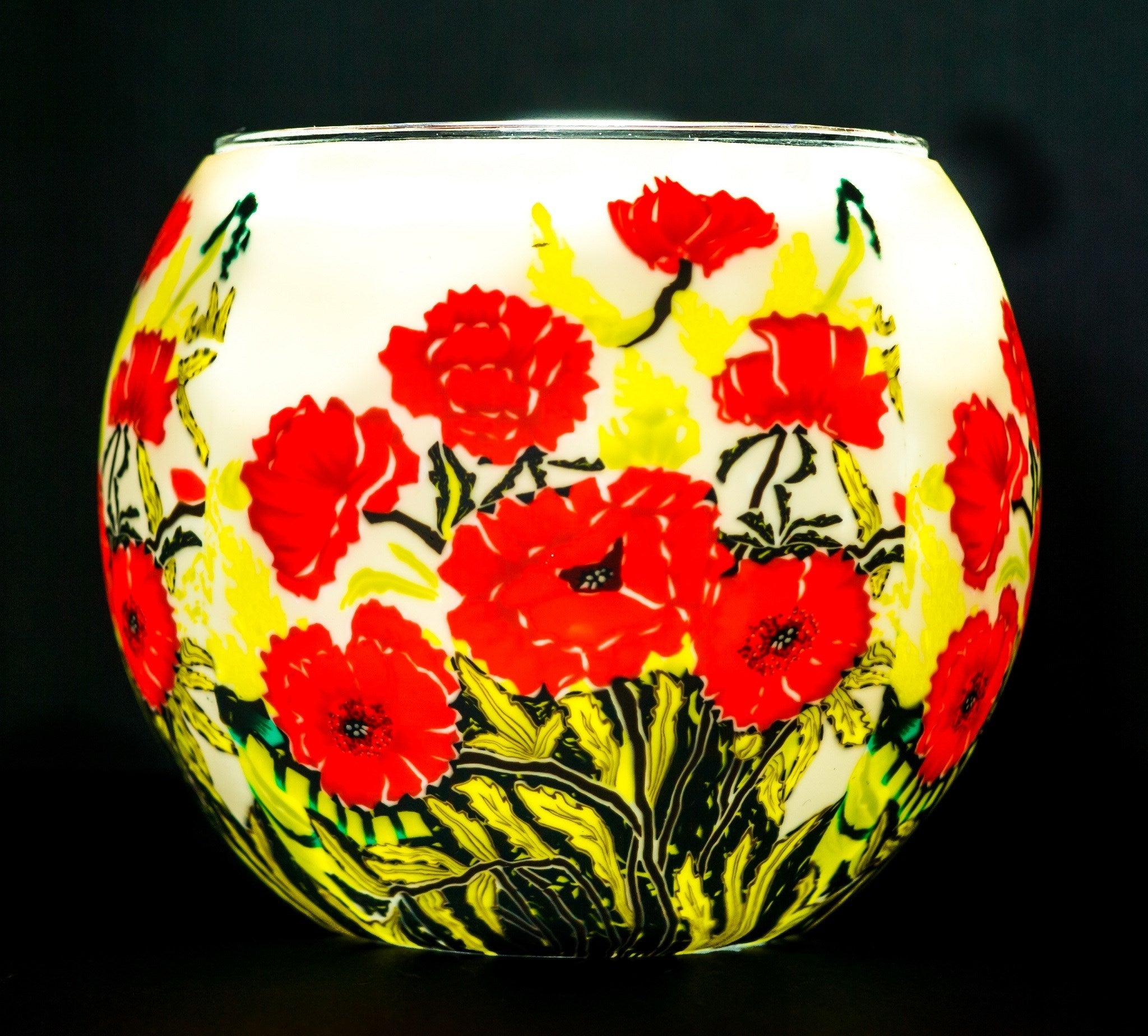 Claymaster Light Glass Globe-Classic Poppies