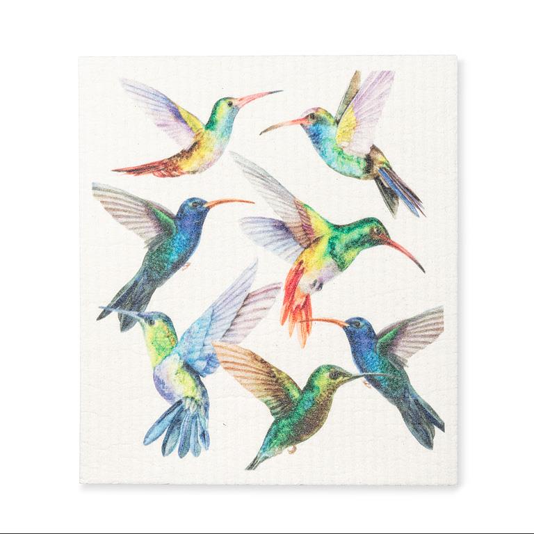 Colourful Hummingbirds Swedish Dishcloth
