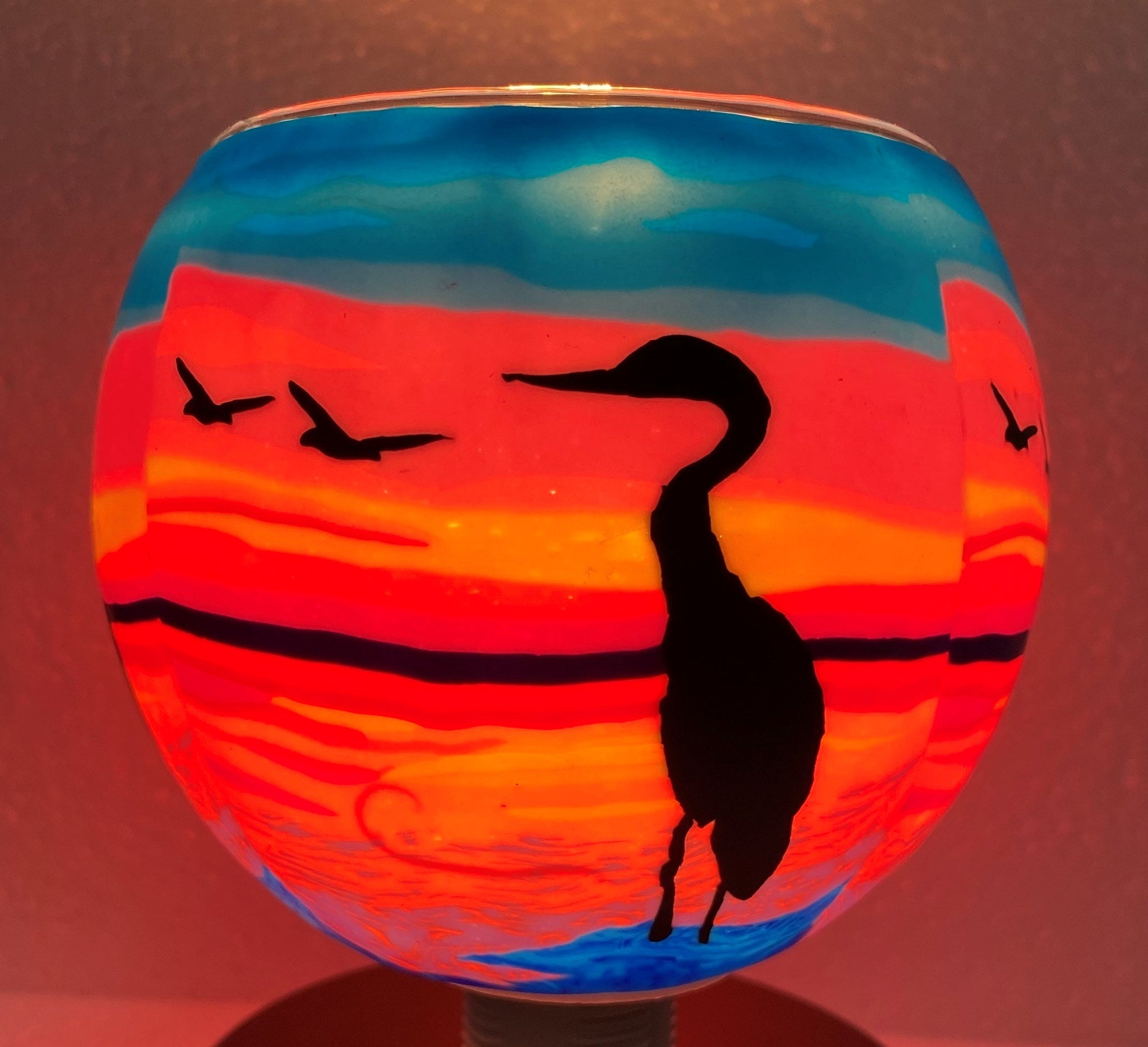 Claymaster Light Glass Globe-Heron Sunset
