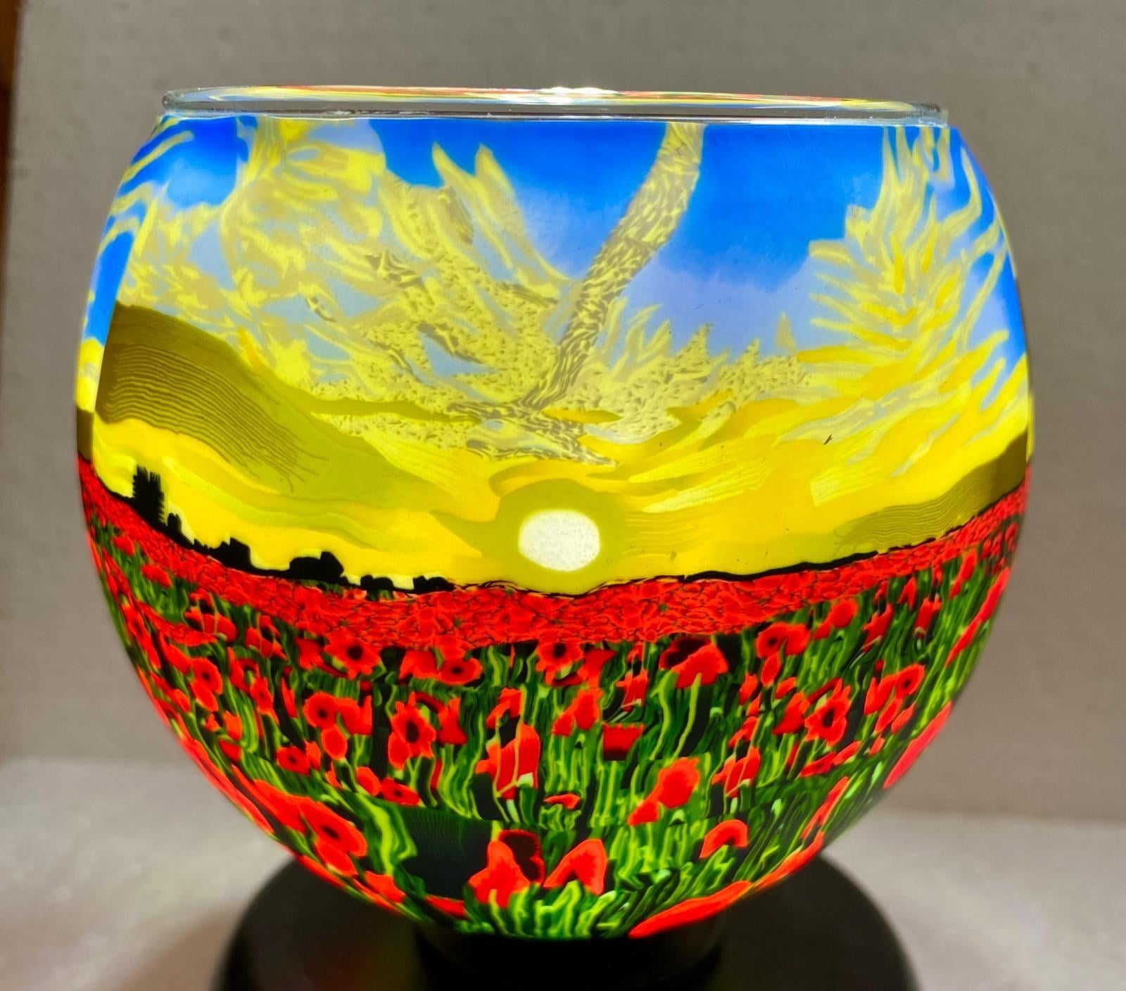 Claymaster Light Glass Globe-Poppy Sunrise