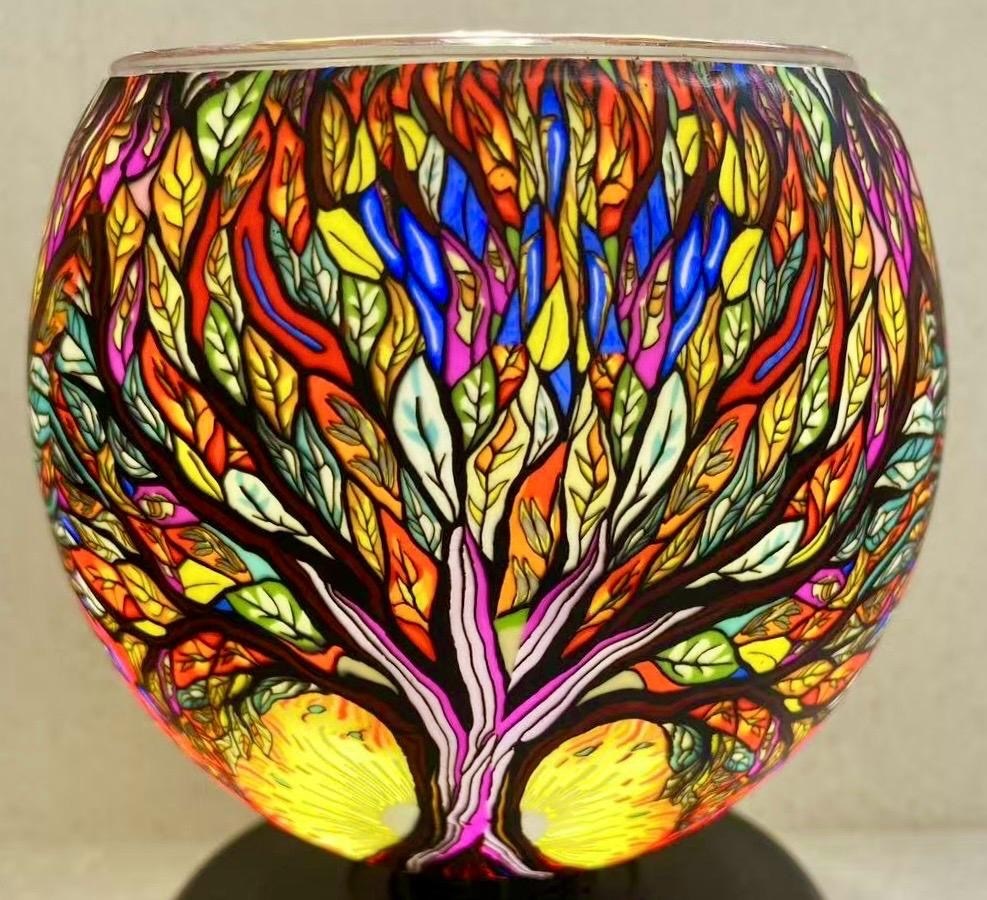Claymaster Light Glass Globe-Colourful Tree of Life
