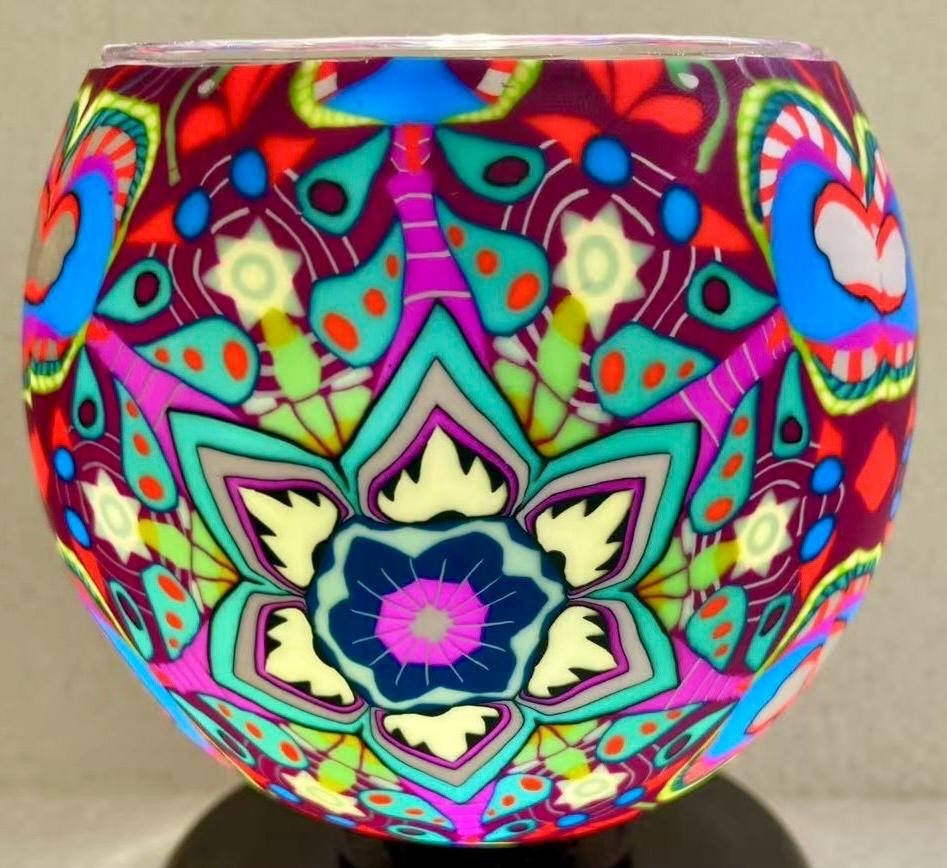 Claymaster Light Glass Globe-Lotus Mandala