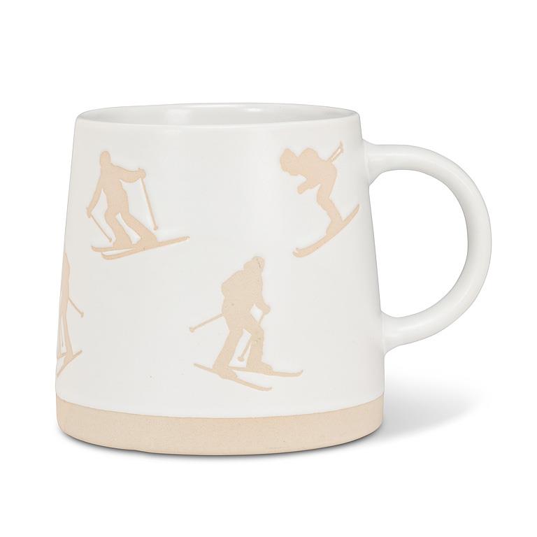 Wide Base Mug with Skiers
