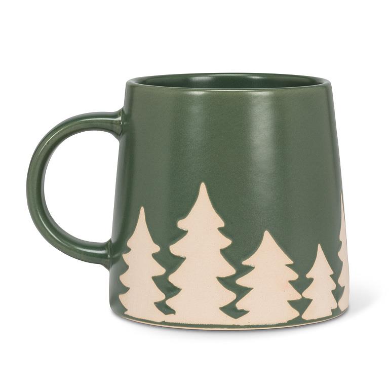 Wide Base Mug with Pine Trees