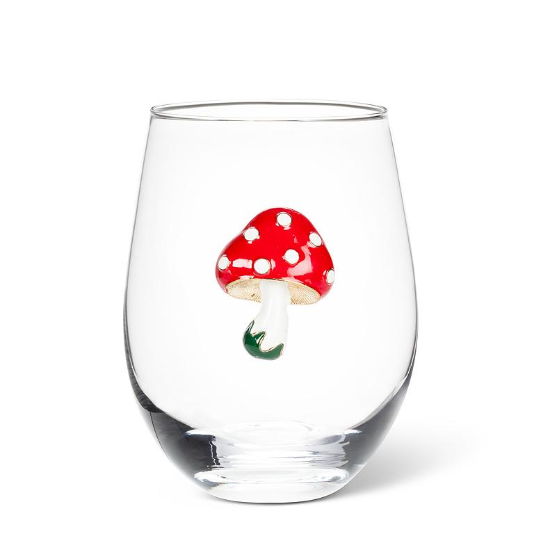 Stemless Wine Glass with Mushroom