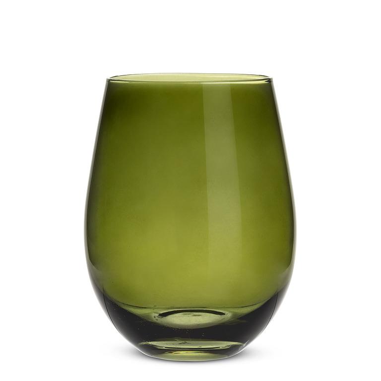 Green Stemless Wine Glass