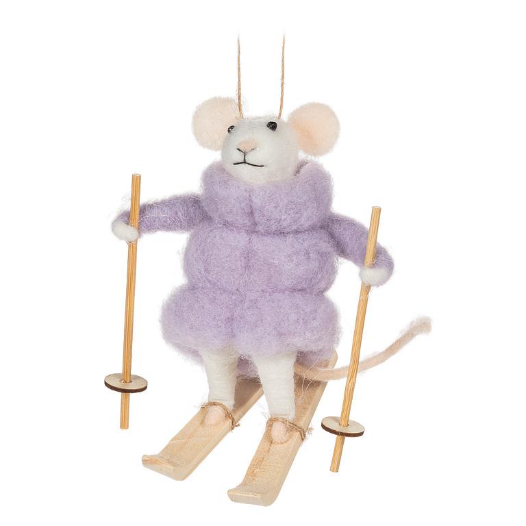 Skiing Mouse in Puffy Parka Ornament