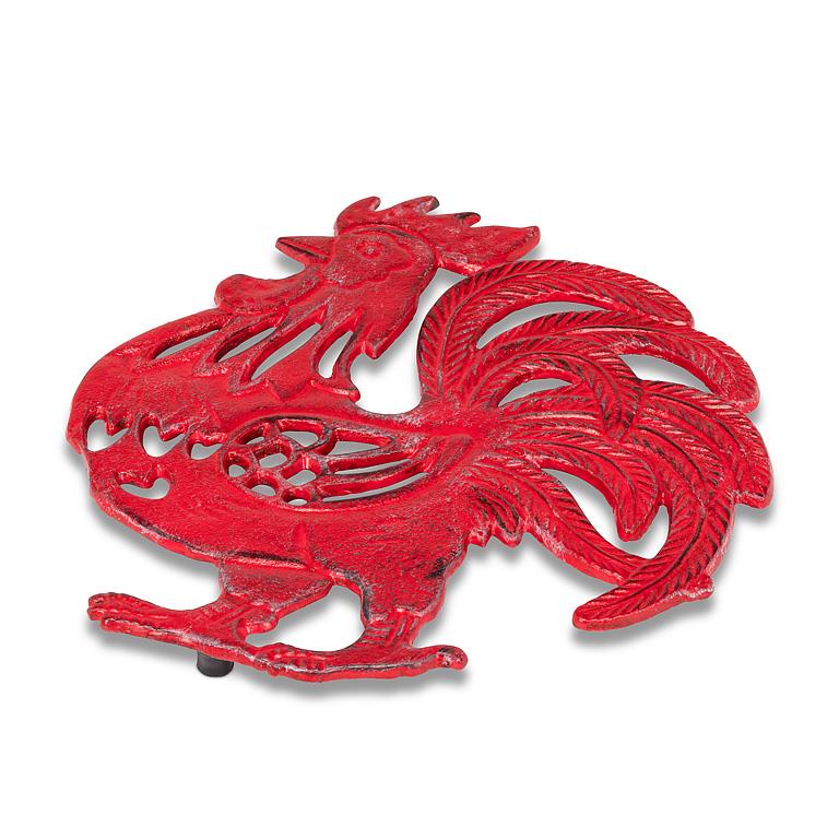 Cast Iron Red Rooster Trivet