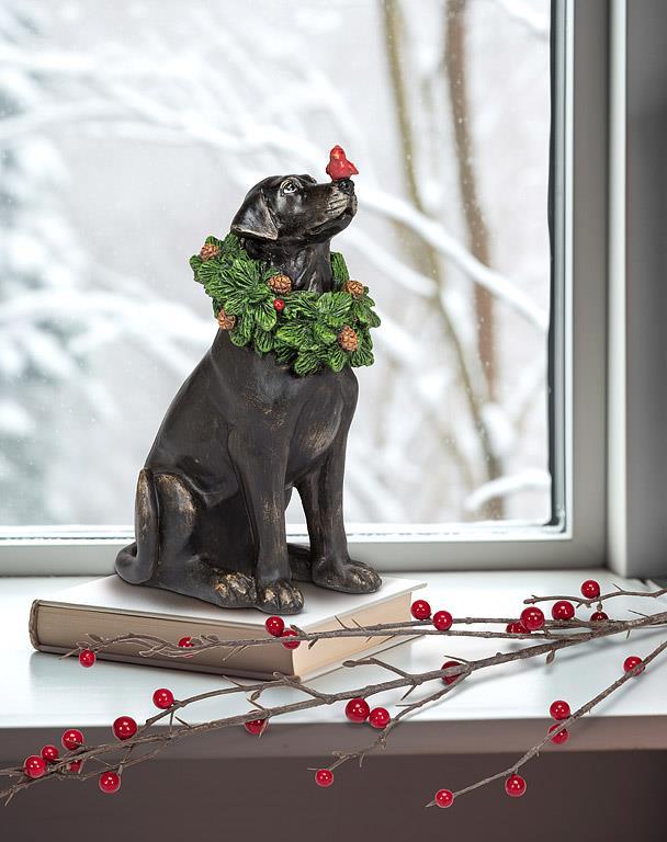 Labrador with Wreath & Cardinal