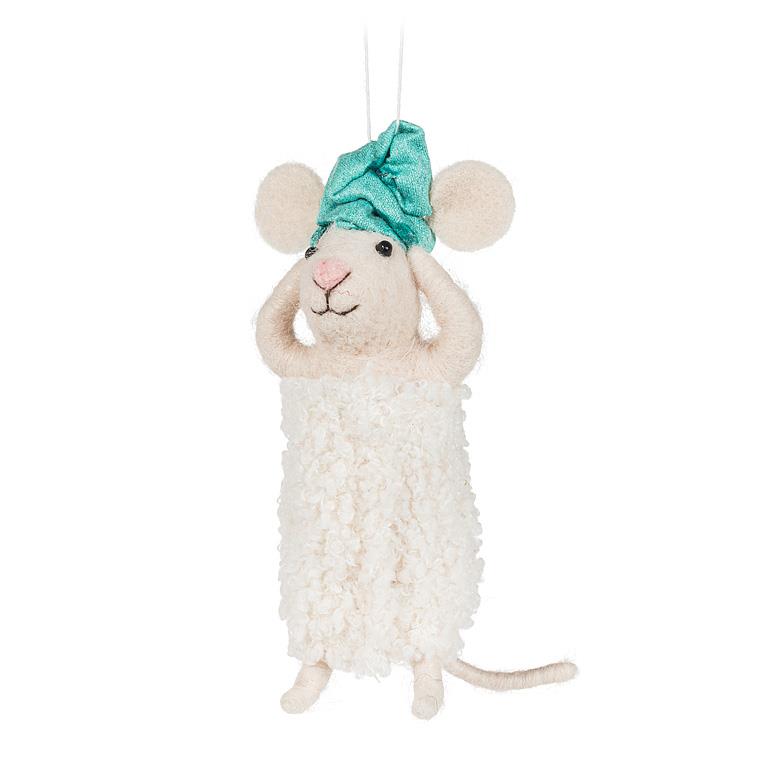 Spa Mouse with Turban & Towel Ornament