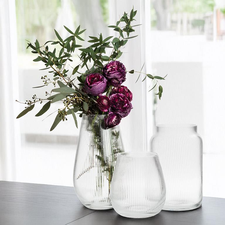 Large Narrow Optic Glass Vase