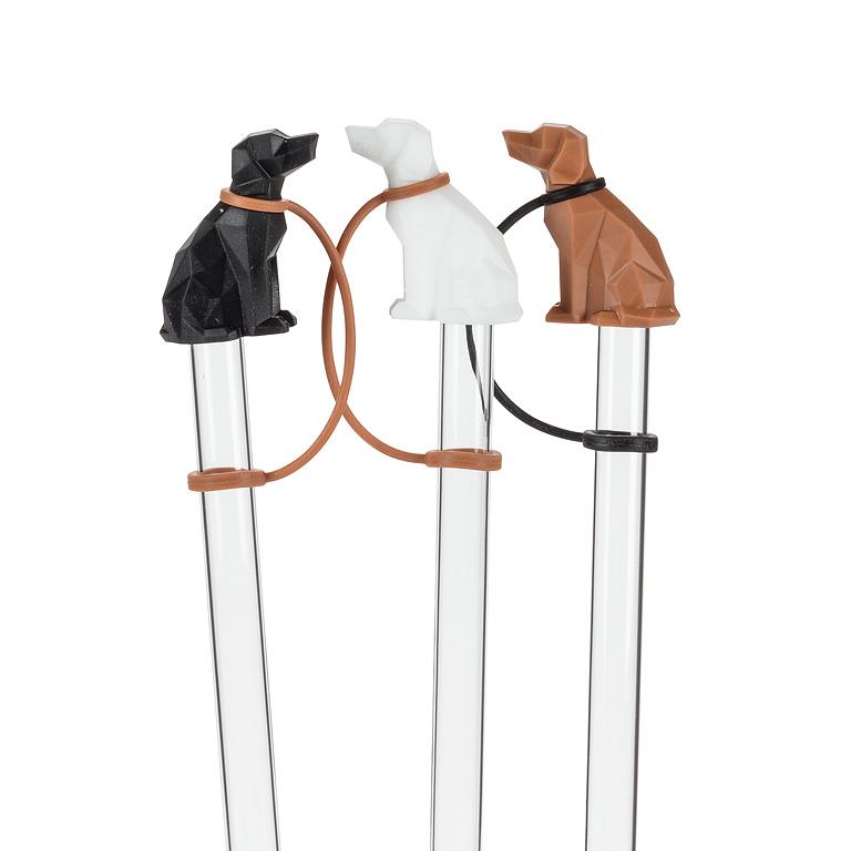 Jumbo Straws with Dog Caps
