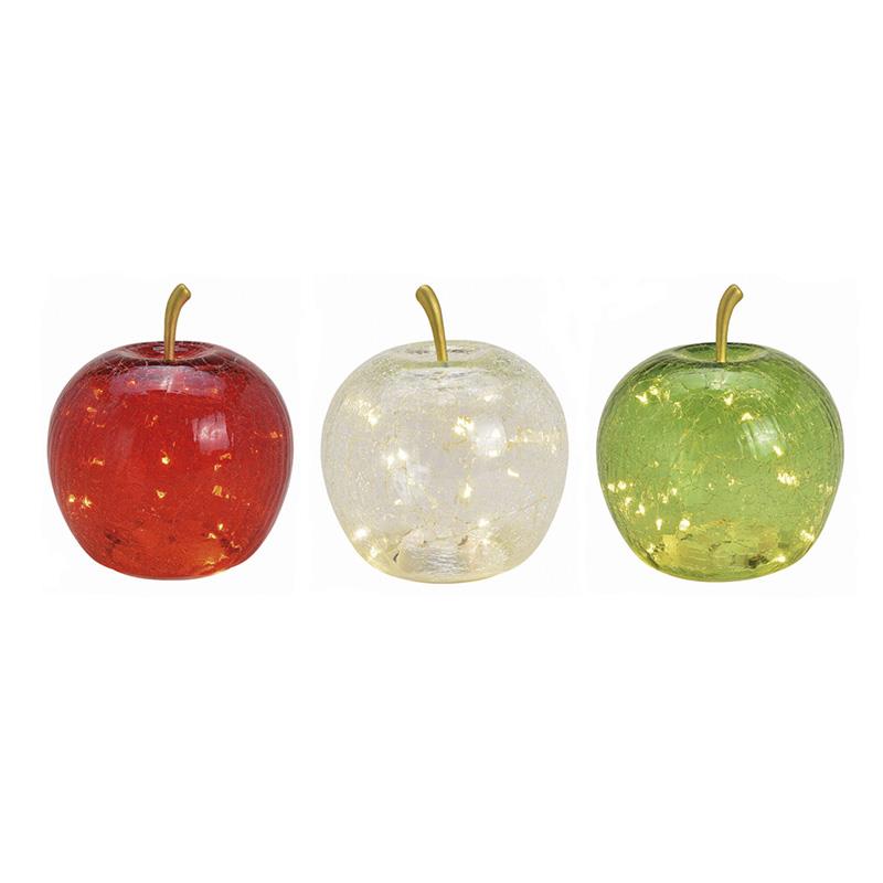 Glass Crackle Apple with LED Lights