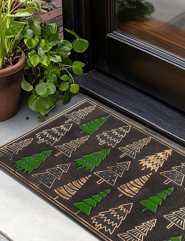 Evergreen Tree Rubber Door Mat