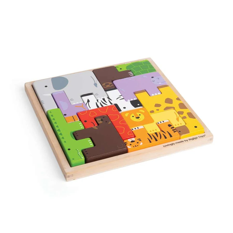 Big Jigs Animal Lock-A-Block Wooden Puzzle