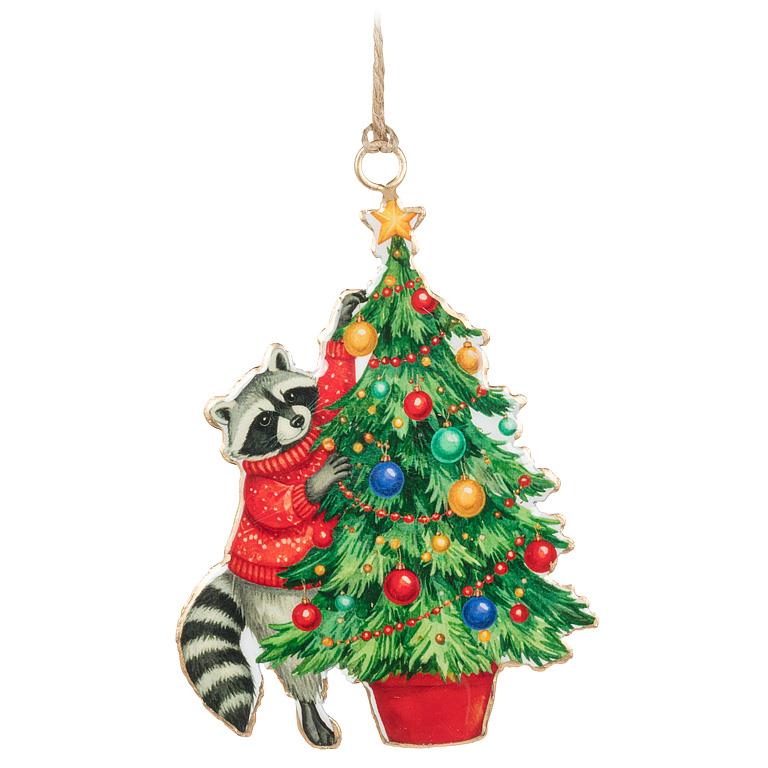 Double-Sided Ornament-Raccoon & Christmas Tree