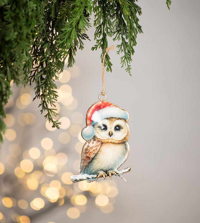 Owl in a Santa Hat Ornament