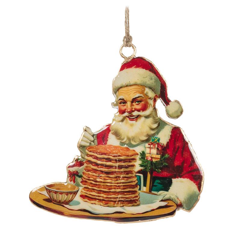 Santa with Pancakes Ornament