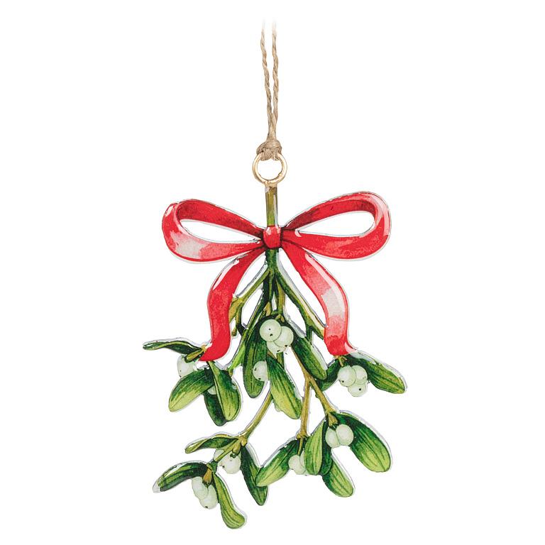 Double-Sided Ornament-Mistletoe & Bow