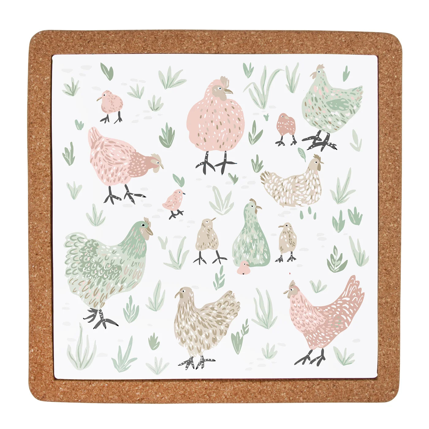 Pastel Chickens Oversized Trivet