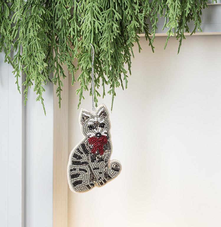 Tabby Cat Bead Ornament