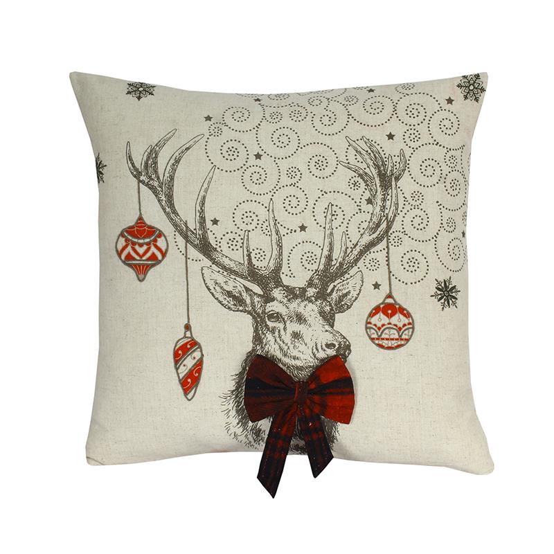 Festive Deer Throw Cushion
