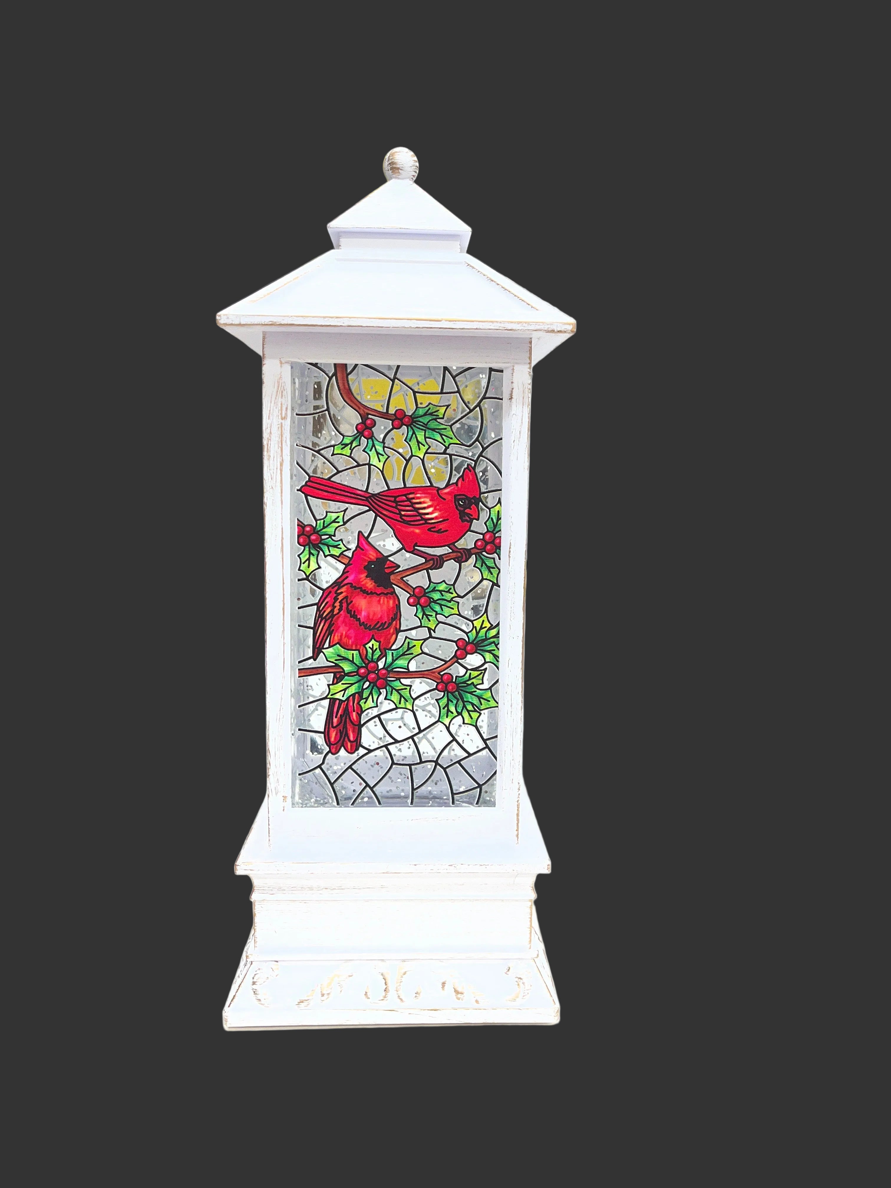 LED Lantern Globe with Cardinals