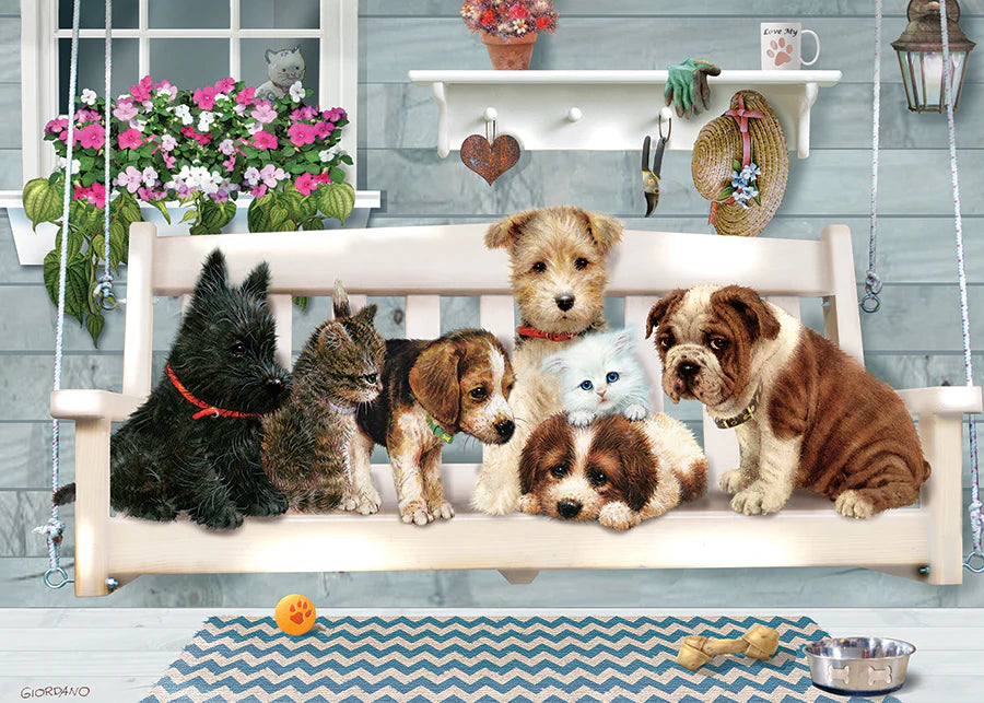 Cobble Hill Tray Puzzle: Porch Swing Buddies