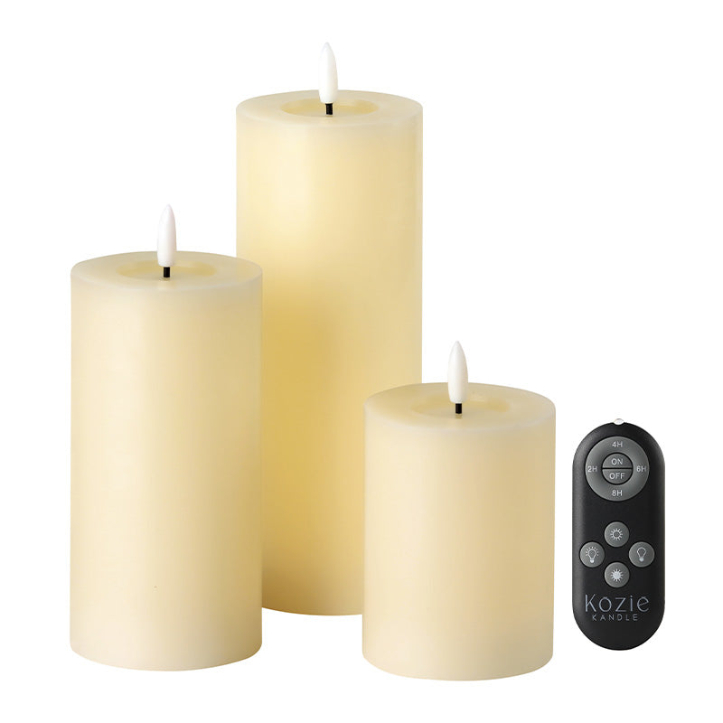 Kozie Home: Set of 3 Candles in Cream