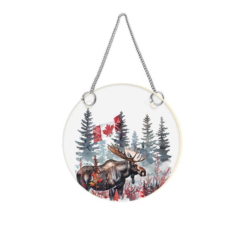 Moose & Canadian Flag Suncatcher