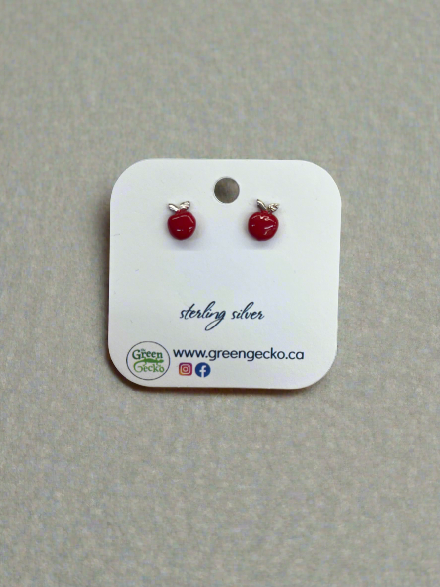 Red Apple Stud in Sterling Silver