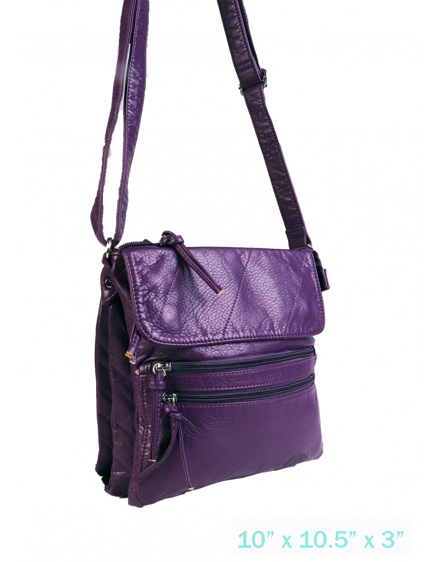 Faux Leather Satchel-Plum