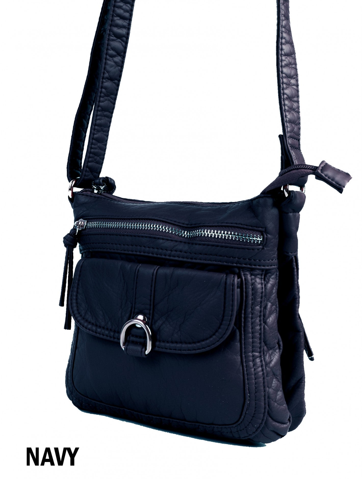 Solid Colour Faux Leather Satchel