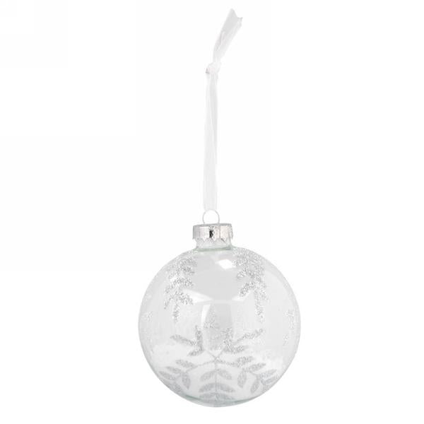 Glass Ornament with Silver Foliage