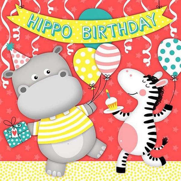 Hippo Birthday Paper Napkins
