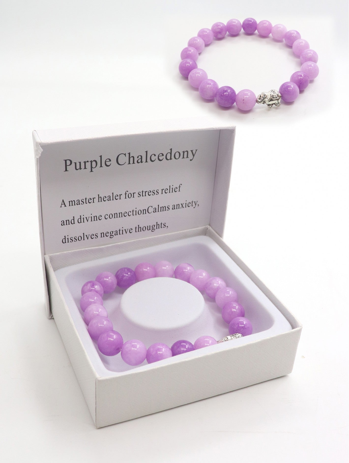 Blessings Bead Bracelet: Purple Chalcedony