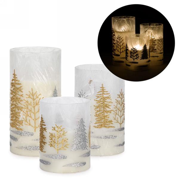 Gold and Silver LED Candles-Set of 3