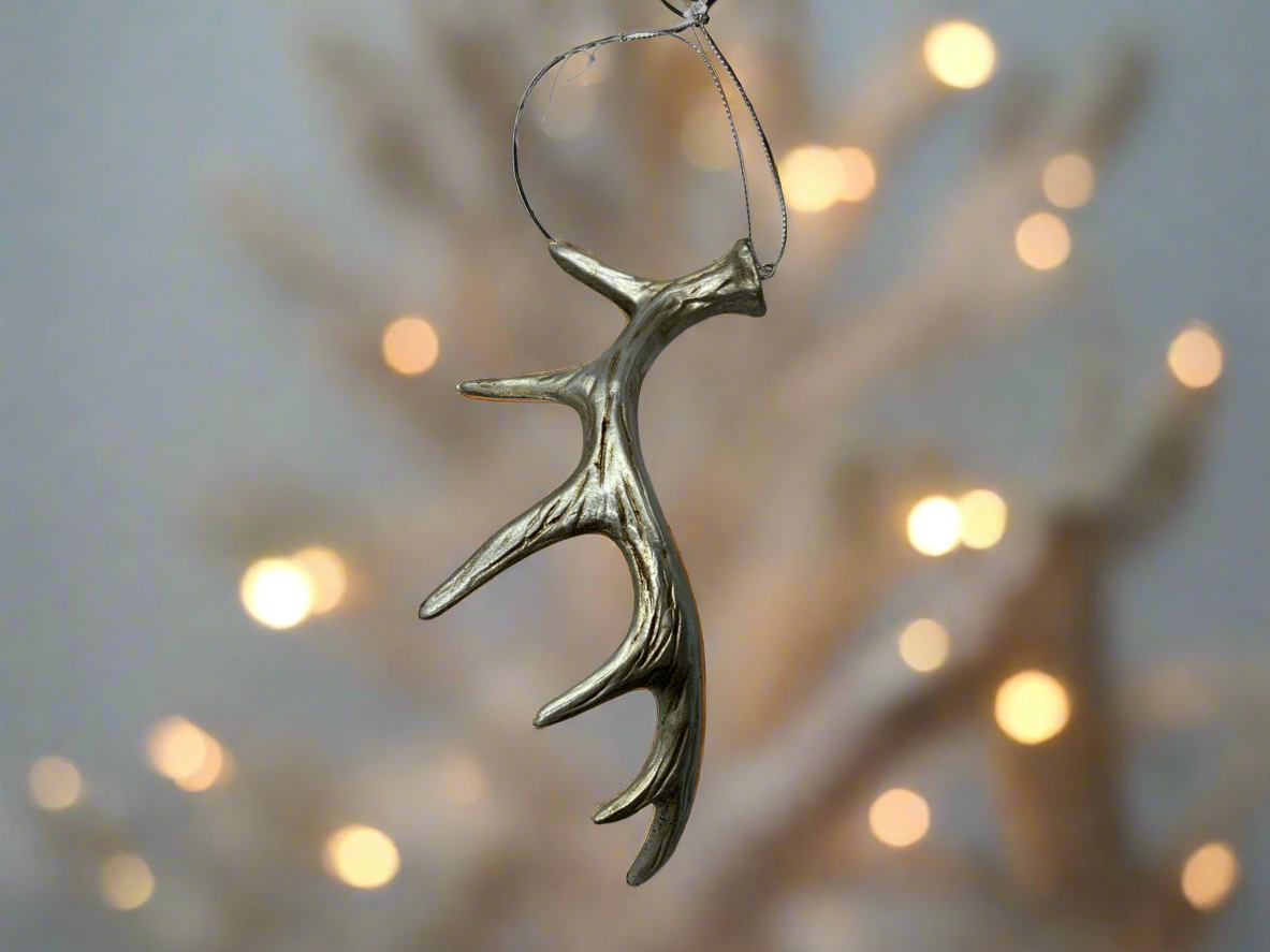 Silver Antler Ornament