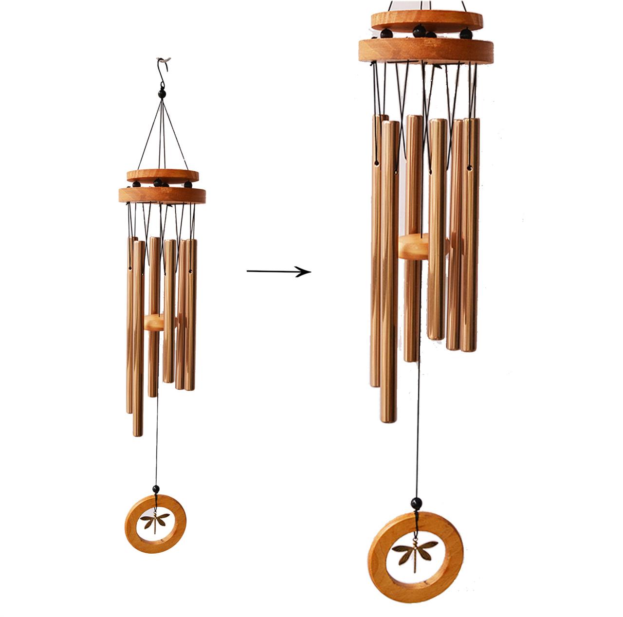 Wood & Gold Dragonfly Wind Chime