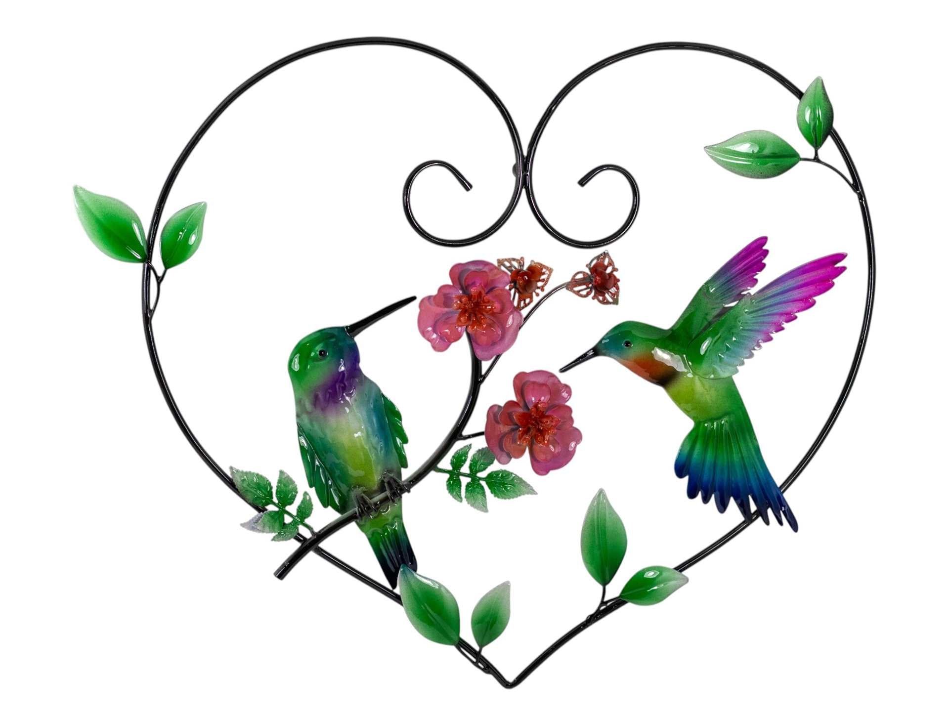 Metal Heart with Birds & Flowers Wall Art