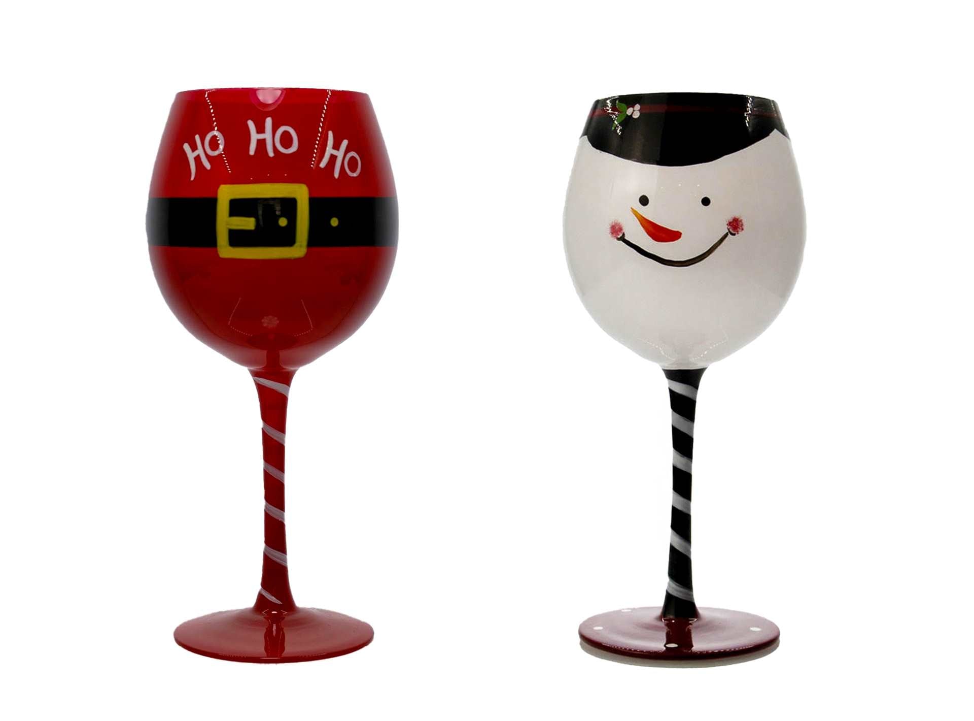 Santa or Snowman Stemmed Wine Glass