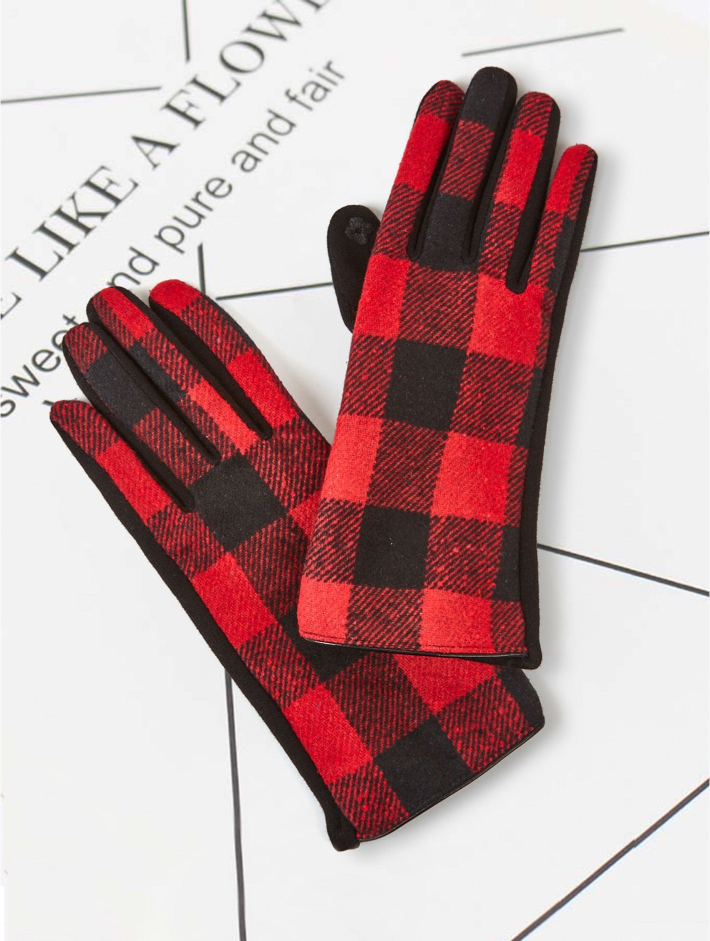 Red & Black Plaid Gloves