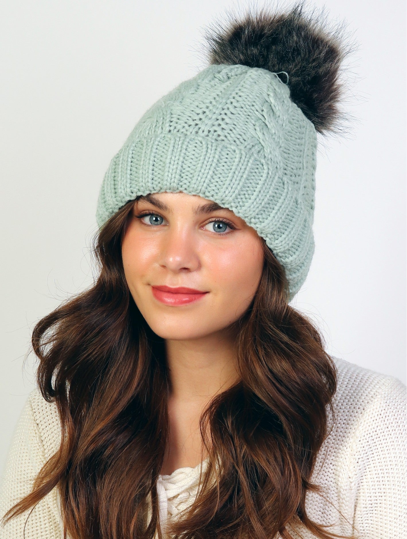 Cable Knit Toque with Pom Pom