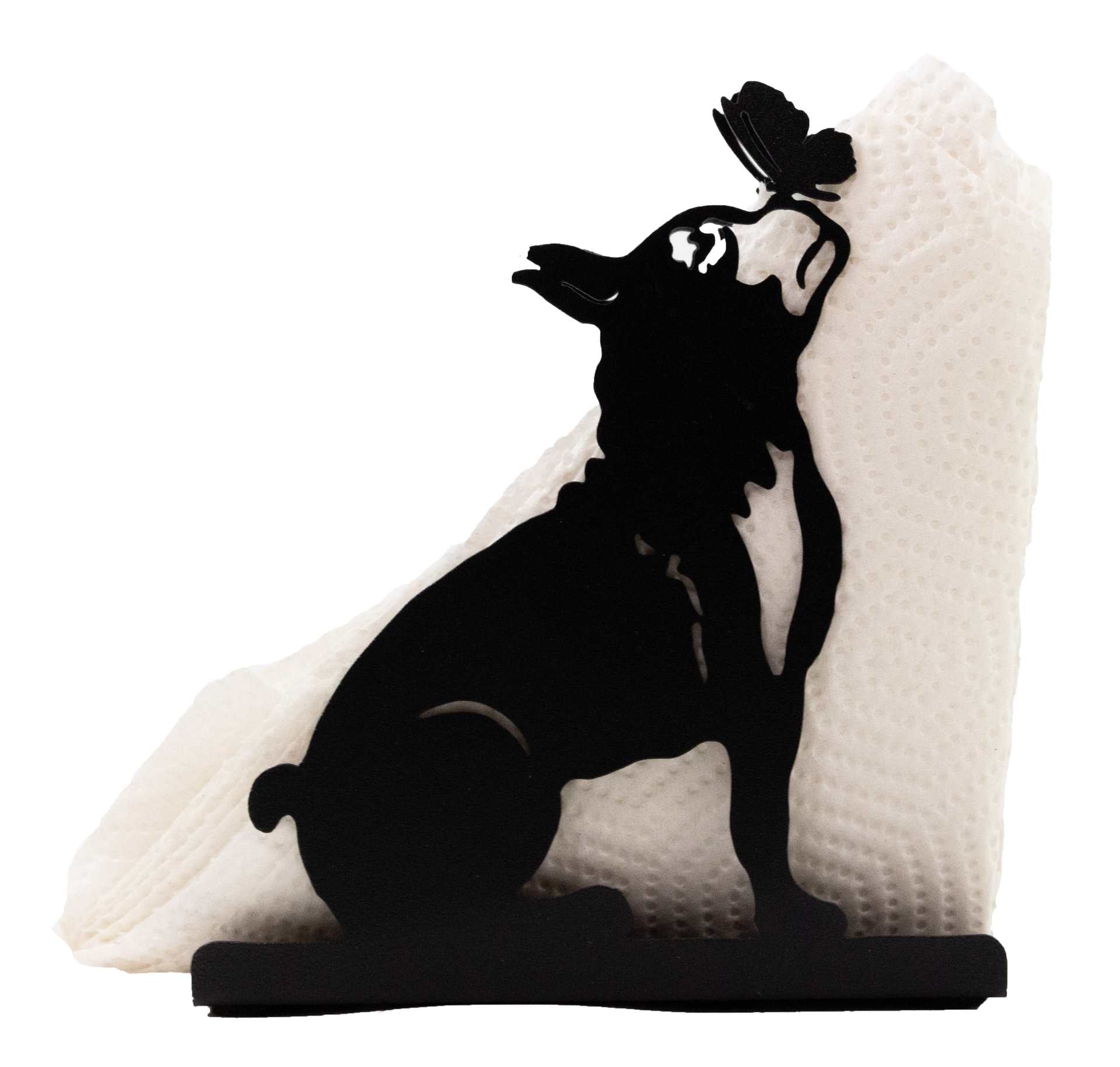 Black Metal Dog Napkin Holder