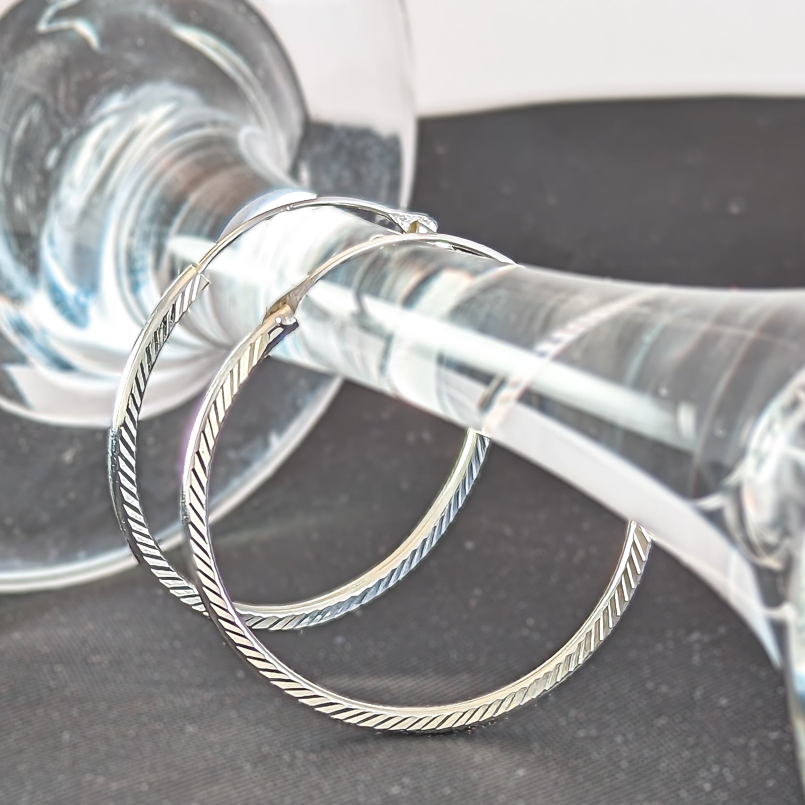 Diamond Cut Hoop Earrings